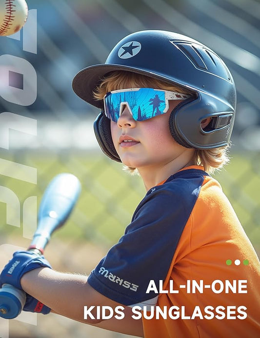 Kids Polarized Baseball Sunglasses for Boys Girls - Youth Softball Cycling Sports Sunglasses UV Protection Goggles