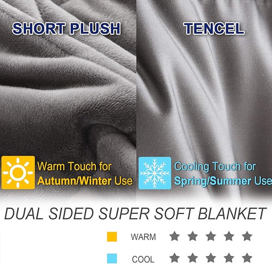 King Size Weighted Blanket 45lb(88 inch x104 inch , Double-Sided), Warm Short Plush and Cool Tencel Fabric Reversible Weighted Blanket for All Season Use, King Size for Couple - Carry Bag Included