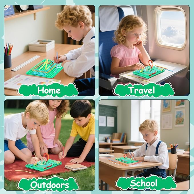 Silicone Sensory Activity Board, Double-Sided Fidget Toy for Stress Relief, Sensory Toys for Kids with ADHD & Autism, Montessori Travel Toy for Toddler 2 3 4+ Year Old