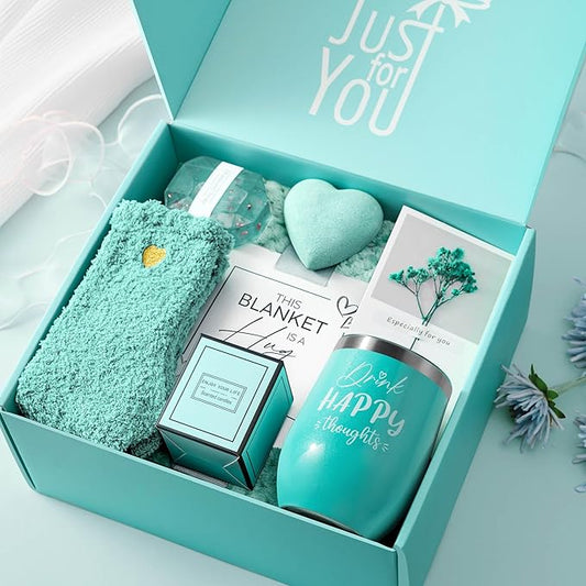 Birthday Gifts for Women, Get Well Soon Gifts Self Care Gifts, Gardenia Spa Gift Basket Care Package with Blanket, Christmas Valentines Mothers Day Gifts for Mom Wife Girlfriend Best Friend Her