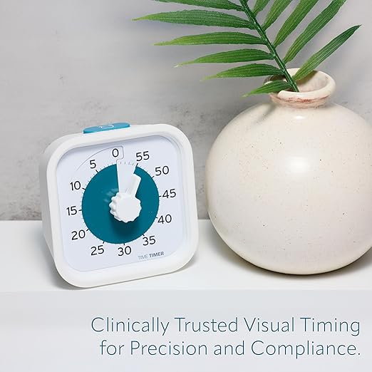 PRO Applied® Personal 60-Minute Visual Countdown Timer – Professional-Grade Timer for Therapy, Rehab, Medication Reminders, & Memory Care – Calming Blue Disk, Large Numbers, Adjustable Alert