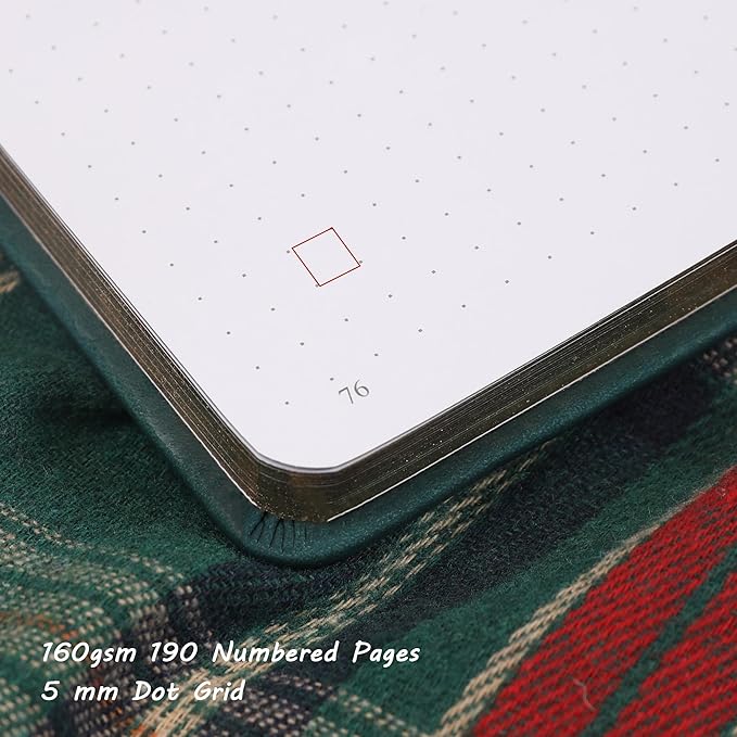 TIEFOSSI Bullet Dot Notebooks, A5 Hardcover Dot Journals for Writing Women, 160gsm Thick Paper, 190 Numbered Pages, for Planner Organization