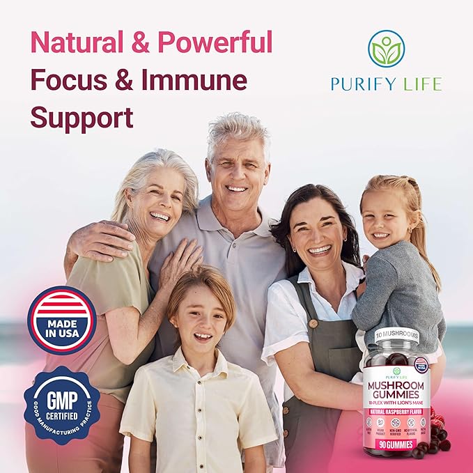 World's First Mushroom Complex Gummies - 10x Mushroom Supplement w Lions Mane (90 Chews 2500mg/serving) Nootropic Brain Supplement, Immune Support & Stress Relief - Replace Pills & Capsules
