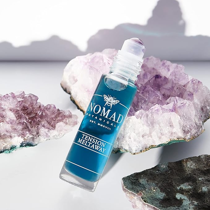 Tension Meltaway Essential Oil Roll-On – Amethyst Roller Ball – Headache, Stress & Hot Flash Support – Premium Aromatherapy Blend – Peppermint, Lavender, Orange & Blue Tansy – 10 mL