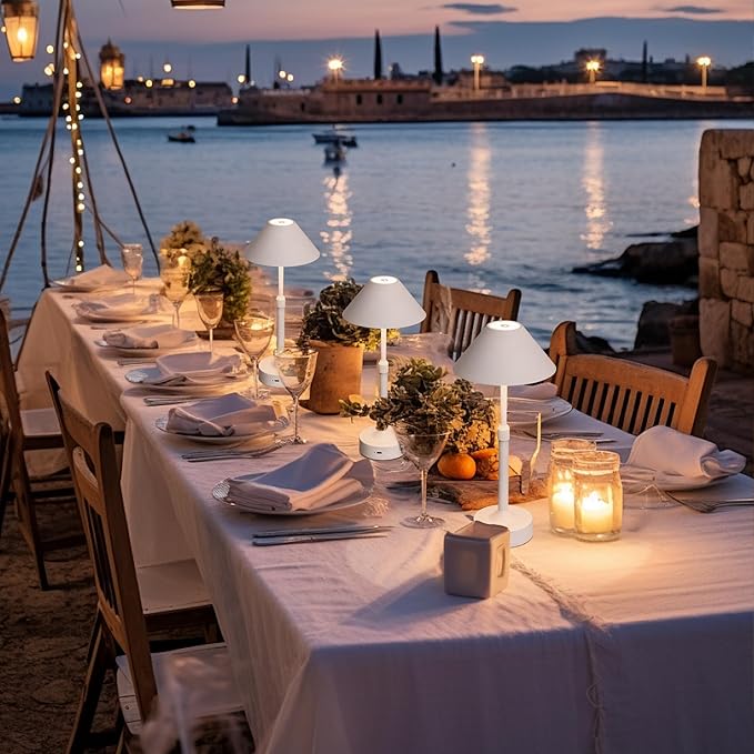 Cordless Table Lamp - Rechargeable Night Light with 2000mAh Battery, Touch Control, Dimmable White/Warm/Neutral Light, Adjustable Height, USB Charging, Ambient LED Bedside Lamp (White)