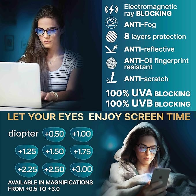 Prospek Blue Light Glasses for Woman and Men – Superior 99% HARMFUL Blue Light Blocking Computer Glasses, Oversized, ARTIST, Anti-Glare Bluelight Reading Glasses, Regular, No Magnification