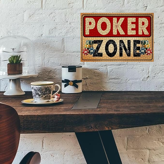 500 Piece Wooden Poker Zone Jigsaw Puzzle Adults & Kids Difficult Brain Teaser for Focus Training & Quiet Family Time 20.4x15 Inch
