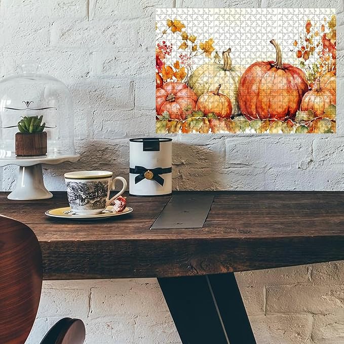 1000 Piece Difficult Wooden Jigsaw Puzzle Pumpkins Adults Kids Challenging Family Game Stress Relief Focus Tool & Educational Toy for Home Decor Family Activities & Time Killing 29.5x19.7 Inch