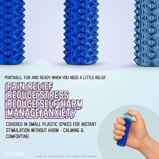 Shelly - Sensory Fidget Toy, Textured Pain Stim Device, Stress Relief for Focus and Concentration (Neon BlueSteel)