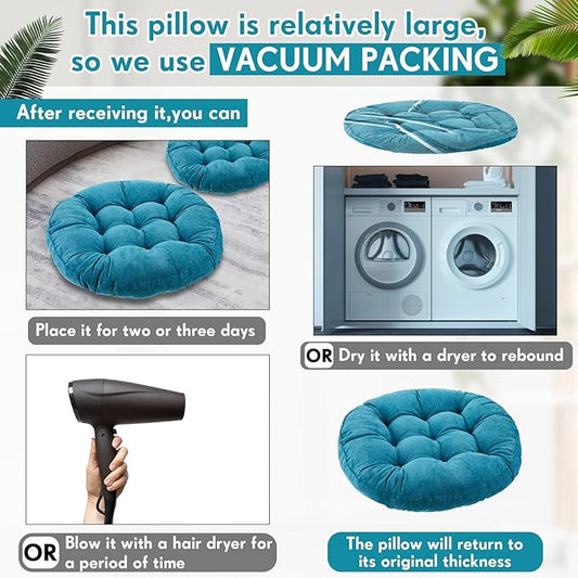 Jerify 4 Pcs Floor Pillow Cushions 22 x 22 Inch Round Square Large Meditation Floor Pillow for Classroom Adult Meditation Picnic Party Cushion for Seating Gift Christmas(Aquamarine,Round)