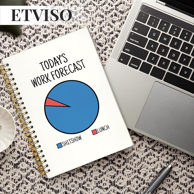 Funny Work Notebooks for Note Taking, Working Journal Notebook for Women Men Coworkers, Funny Office Supplies, Today's Work Forecast Hardcover Spiral Notebooks 5.5x8.3 Inch