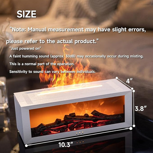Fireplace Flame Air Diffuser Humidifier,7 Colors Aromatherapy Essential Oil Diffuser,Ultrasonic Aroma Humidifier with Timer for Home,Bedroom,Office,Yoga (WhiteA, L)