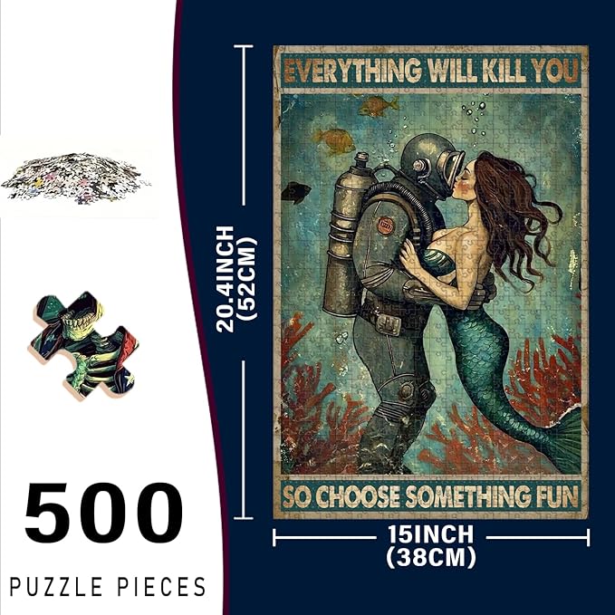 500 Piece Wooden Jigsaw PuzzleEverything Will Kill You So Choose Something Fun Adults & Kids Difficult Brain Teaser for Family Fun & Quiet Entertainment 20.4x15 Inch