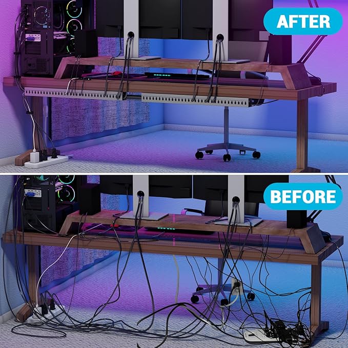 Open Slot Wire Duct Kit, 31.4"(2 x 15.7) Server Rack Cable Management, Cable Management Raceway for Hide Network HDMI VGA Cable, Wiring Raceway Cable Duct, Desk Wire Channel, 2 Pack, Grey