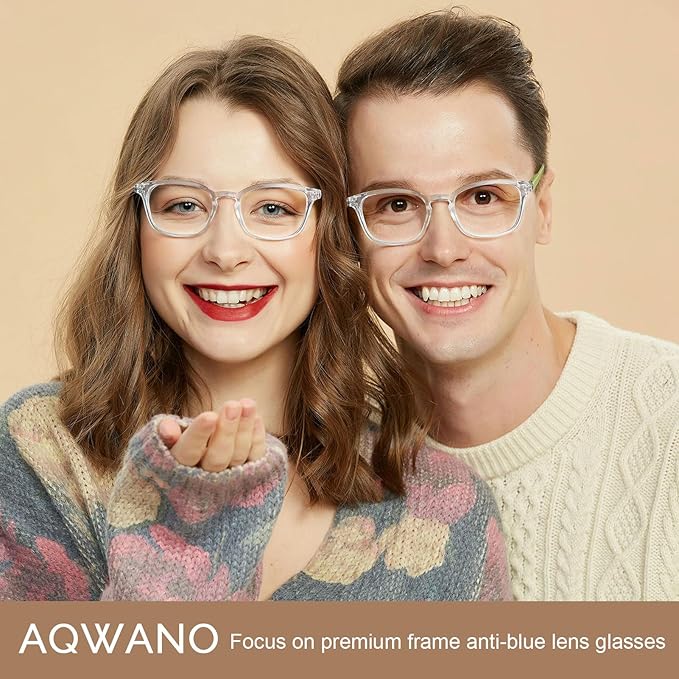 AQWANO 4 Pack Computer Reading Glasses Blue Light Filter Readers Glare Glasses for Men Women