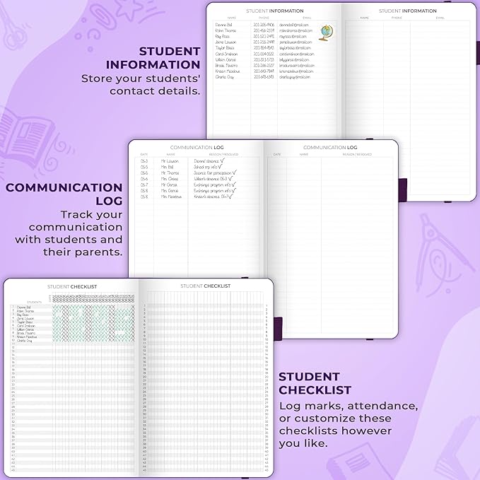 Clever Fox Teacher Planner – School Year Planner with Calendars & Lesson Plans – Teacher Plan Book for Classroom & Homeschool Organization - Undated, 7x10″, Hardcover (Purple)