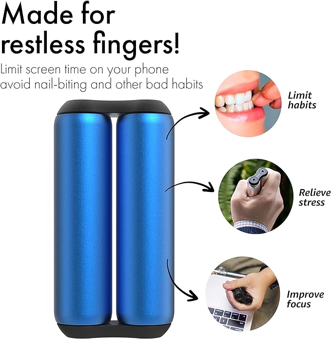 ONO Roller - Handheld Fidget Toy for Adults | Help Relieve Stress, Anxiety, Tension | Promotes Focus, Clarity | Compact, Portable Design (Full Size/Aluminum, Sapphire)