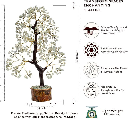 FASHIONZAADI Green Jade Chakra Tree of Life, Crystal for Positive Energy, Feng Shui Home Decor - Handmade Gemstone Bonsai Money Tree,- Green Healing Crystals, Wealth & Good Luck Stones Spiritual Gift