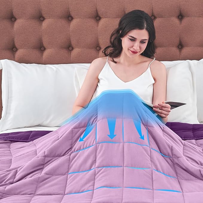 King Size Weighted Blanket for Adults (30 lbs, 80” x 87”, Purple) Cooling Heavy Blanket for Sleeping Perfect for 290-310 lbs, Breathable Blanket for Adults & Couple All Season, Machine Washable