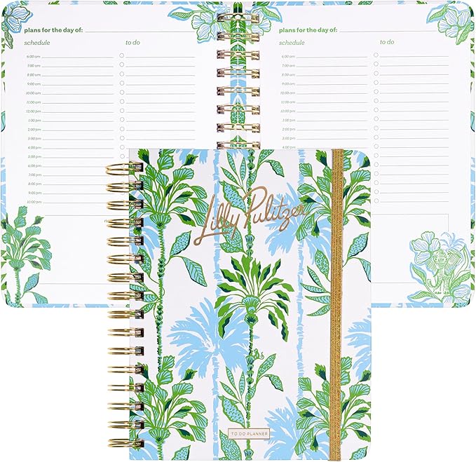 Lilly Pulitzer Undated To Do Planner, Hardcover Daily Planner, Personal Organizer with Hourly Schedules and Notes Pages (Swayin in the Breeze)