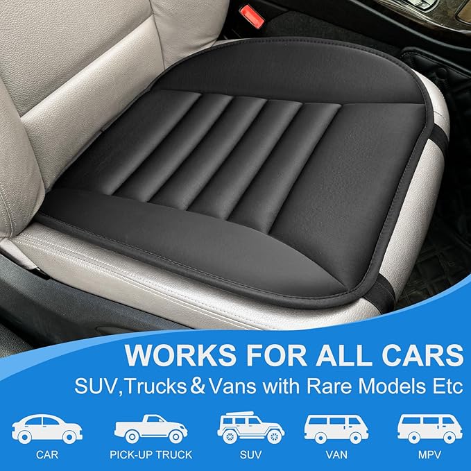 Car Seat Cushion Pad with 1.2inch Comfort Seat Protector for Car Driver Seat Office Chair Home Use Memory Foam Seat Cushion with Non Slip Bottom
