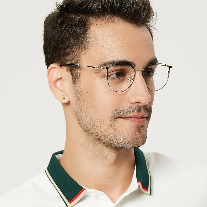 GUDVUE Blue Light Glasses, Computer/Gaming/TV/Phones Glasses for Women/men, Anti Glare/UV400/Eye Strain, Oval Black/Golden