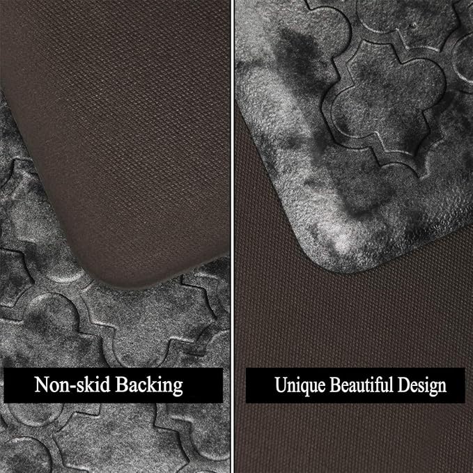 HEBE Kitchen Mat Cushioned Anti Fatigue Comfort Floor Mat 20"x60" Waterproof Non Slip Kitchen Rug Runner Laundry Room Rug Floor Carpet Heavy Duty Comfort Standing Mat Pads,Silver Grey