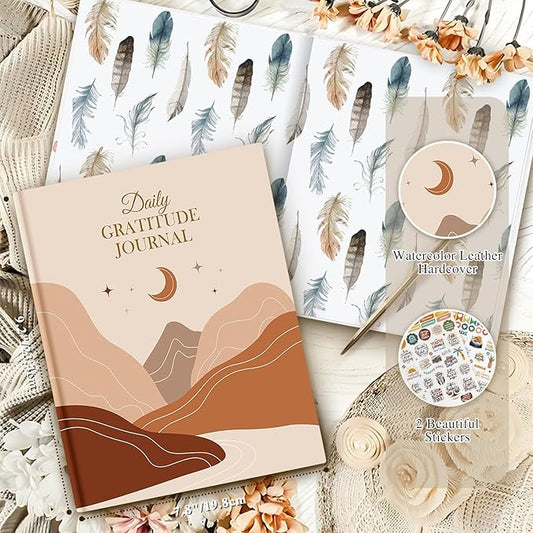 Lanpn Daily Gratitude Journal for Woman Men, 4 Month Mindfulness & Affirmation Planner, 7.8"x9.2" The 5 Minute Grateful Diary, Guided Reflection with Positivity Prompts & Quotes Undated Notebook