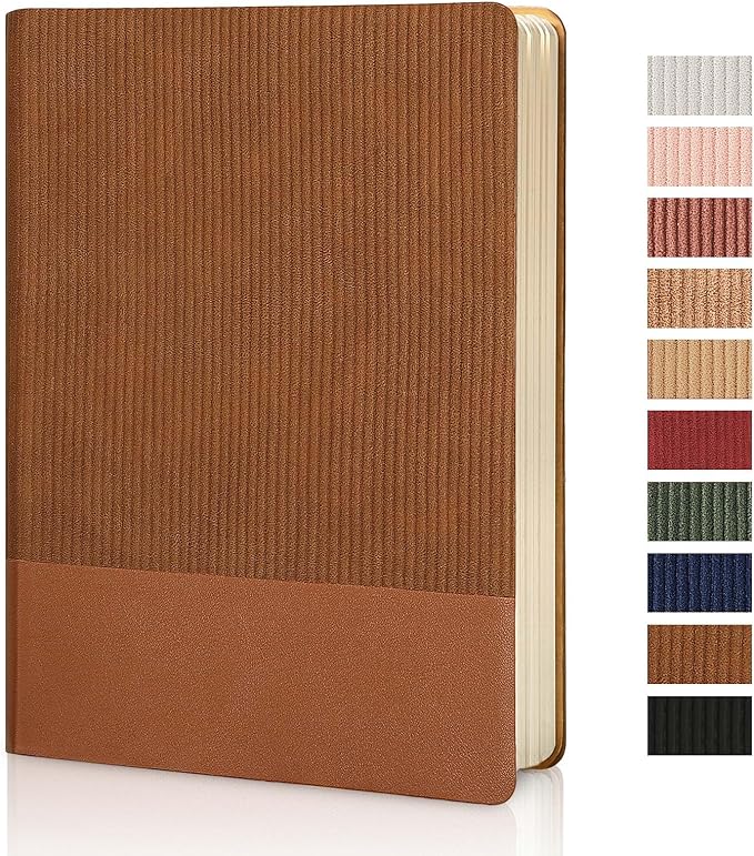 Lined Journal Notebook for Work College Ruled Note Book 5.79"x8.27" A5 PU Leather Daily Journaling 216 Pages for Women Men Writing Home School Supplies Business (A5 Lined 216pages, 10-Brown)