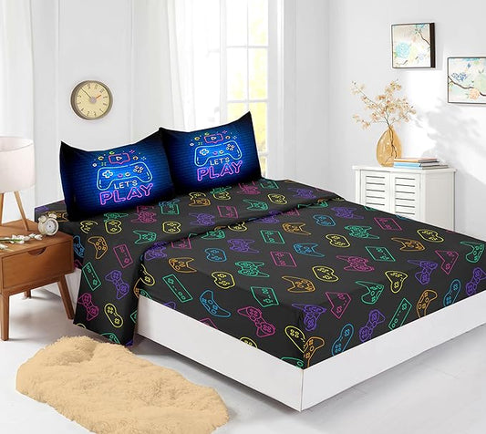Queen Gaming Comforter Sets 6PCS, Gaming Bedding Set for Boys,Bed in a Bag with Flat Sheet and Fitted Sheet,Pillowcases,Cushions for Boys