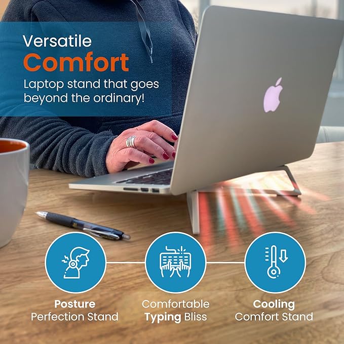 Portable Laptop Riser Stand - Lightweight & Adjustable, Compatible with Apple MacBook Pro & Air, HP, Dell, Tablet & More 10"-16" Notebooks, Pearl White