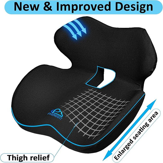 Ergonomic Memory Foam Seat Cushion for Office Chair, Car Seat, Gaming Chair, Dining Chairs| Sciatica, Tailbone & Coccyx Pain and Pressure Relief | Lumbar & Lower Back Support | Orthopedic Design