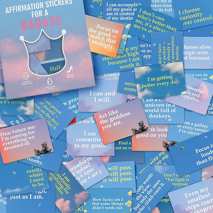 205Pcs Badass Affirmation Stickers for Adults - Pack Daily Motivational and Inspirational Affirmations for Gifts for Women, Best Friend, and Self Care for Laptop Water Bottle Scrapbooking Journals