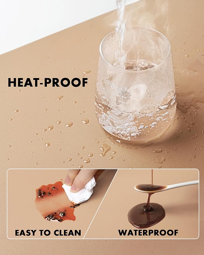 YSAGi Double-Sided Desk Pad, 31.5"x15.7"Leather Desk Mat, Eco Cork Desk Pad Protector,Large Mouse Pad,Waterproof Desk Blotter for Office/Home(Apricot)