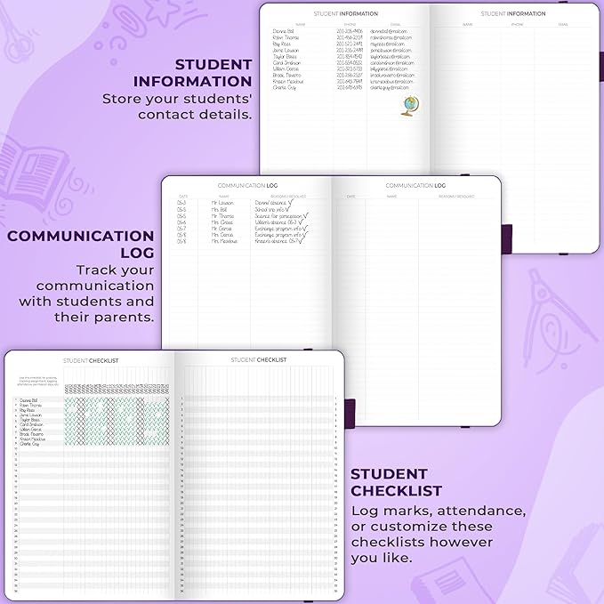 Clever Fox Teacher Planner – School Year Planner with Calendars & Lesson Plans – Book for Classroom & Homeschool Organization, A4 (Purple)
