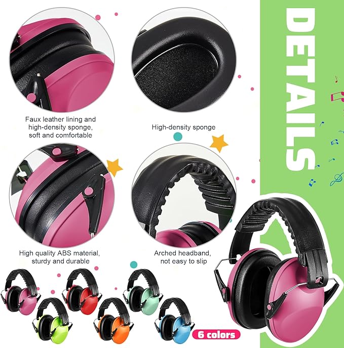 Amylove 12 Pcs Kids Ear Protection Noise Cancelling Headphones Ear Muffs Bulk 27db Adult Noise Reduction Hearing Earmuff(Universal Fit (kids & Adults),Cute Style,Classic Color)