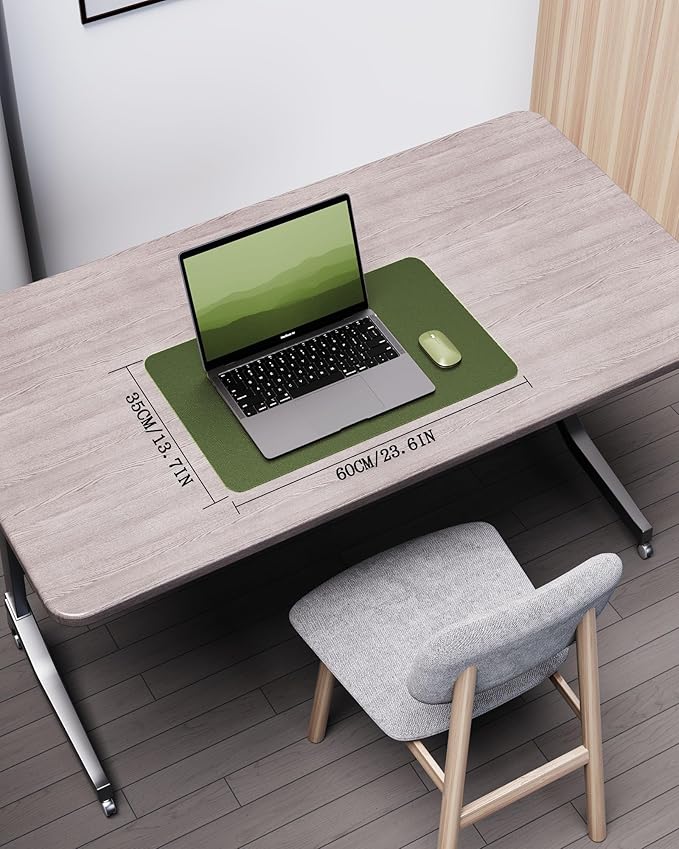 YSAGi Double-Sided Desk Mat, Eco Cork Desk Protector, Large Mouse Pad, Waterproof Blotter, Writing Pad for Office/Home (23.6"x13.7", Olive Green + Cork)
