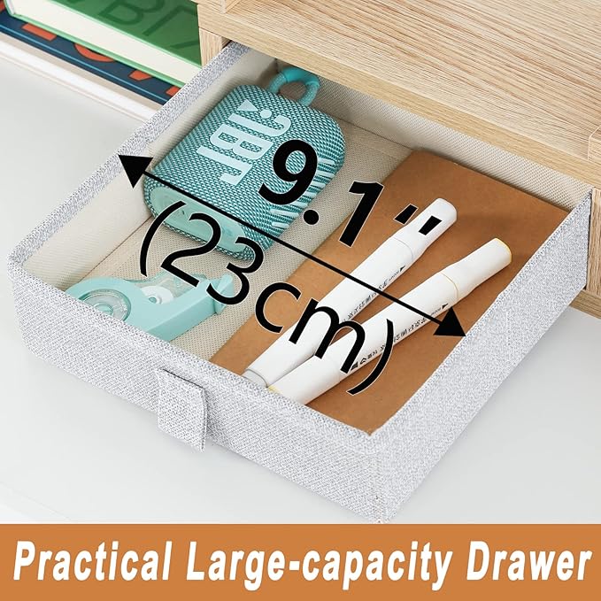 TEAMIX 3 Shelf Monitor Stand Riser with Drawer-Length and Angle Adjustable Dual Monitor Riser with Storage Corner Desk Shelf Organizer Large Computer Stand for 2 Monitors/Laptop (Maple, 1 Drawer)