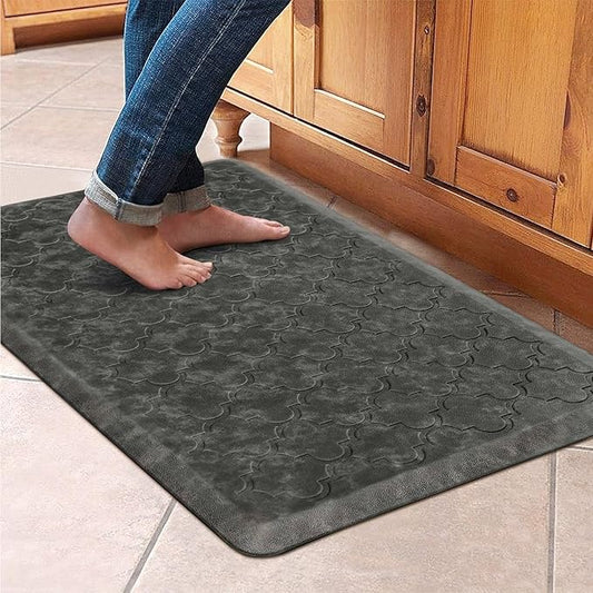 WISELIFE Kitchen Mat and Rugs Cushioned Anti Fatigue Floor Mat,17.3"x28", Thick Non Slip Waterproof,Heavy Duty Foam Standing Mat for Kitchen,Floor,Home,Office,Desk,Sink,Laundry, Grey
