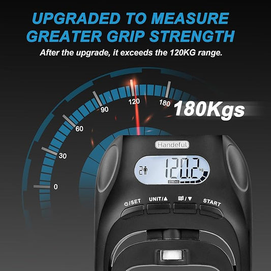 Hand Dynamometer Grip Strength Trainer - 397 Lbs / 180 Kgs Electronic Hand Grip Strength Tester Grip Strengthener Hand Exerciser Meter Digital Hand Grip Training Gauge for Sport Home School Use