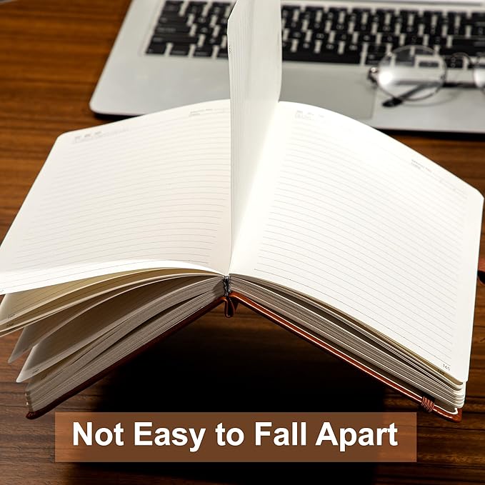 Yoment Lined Journal Notebook for Men Women 324 Pages Leather Bound Journals for Writing A5 Hardcover Journaling Notebooks 100 GSM Thick College Ruled Notebooks for Work School, Dark Brown