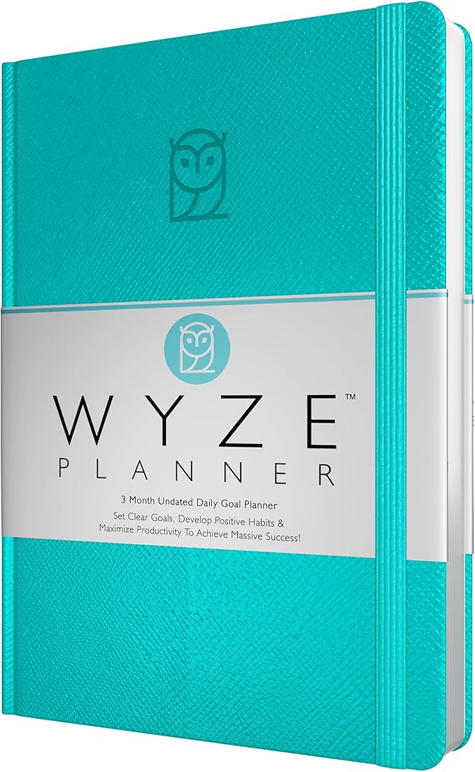 Undated Daily Planner – 3-Month A5 Productivity Organizer with Full Page Per Day, Hourly Schedule, Goal Setting, Habit Tracker, Weekly & Monthly Pages – Hardcover Time Management Notebook (Turquoise)