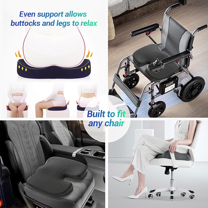 Cooling Gel Enhanced Memory Foam Orthopedic Support Cushion for Long Sitting - Back, Sciatica, Coccyx, Tailbone Pain Relief Pillow - for Office, Gaming, Car, Wheelchair