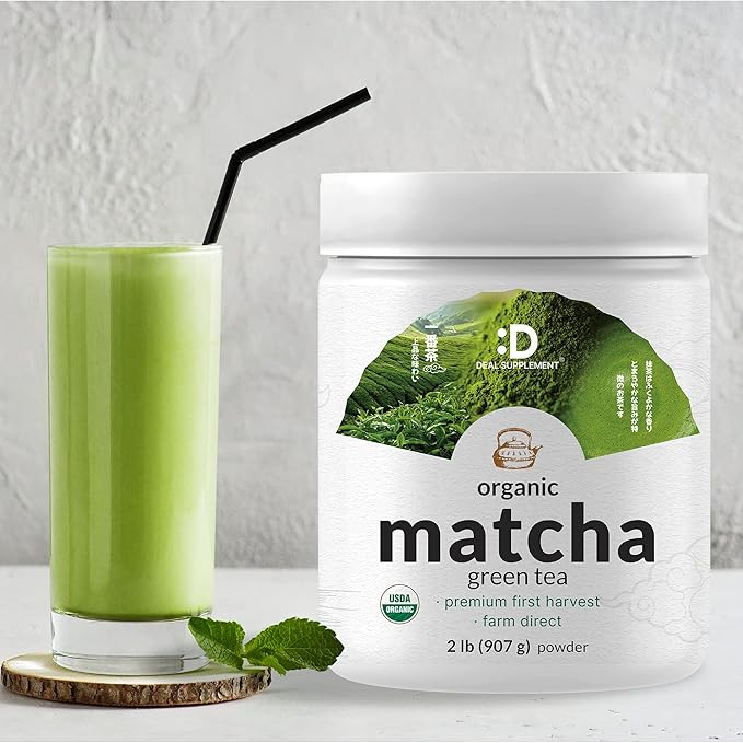 Organic Matcha Green Tea Powder, 2 lb (907g) | First Harvest, Culinary Grade | Japanese Sourced Cafe Mix | Zero Sugar, Keto Friendly, Non-GMO, Vegetarian