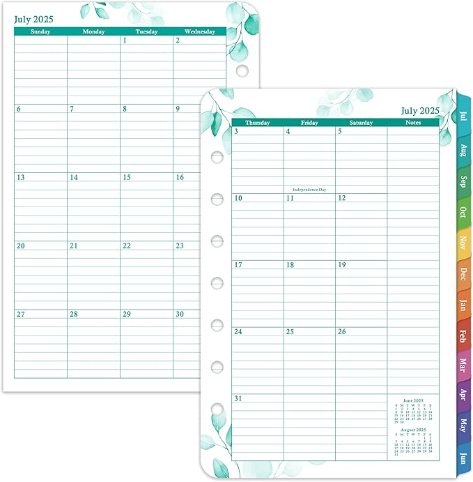 2025-2026 Planner Refills – Planner Refills 2025-2026, Jul.2025 - Jun.2026, 2 Pages Per Day Daily & Monthly Planner, 5.5" x 8.4", Daily Tracker