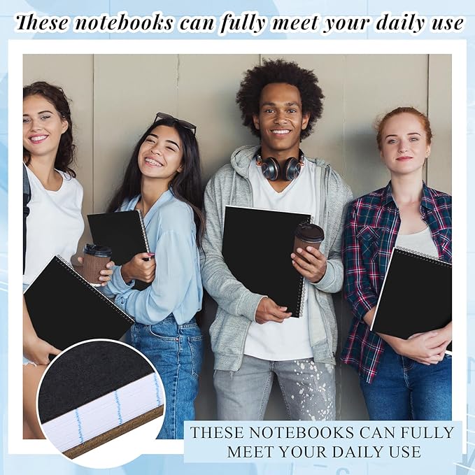 4 Pcs Legal Pads Landscape Notebooks 3 Hole Punched Top Spiral Bound Notebooks 11 x 9. 5 Inch College Ruled Drawing Notepad Tear Line for Removal 50 Sheet Office Steno Book(White)