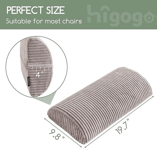 HIGOGOGO Lumbar Support Pillow for Recliner Chair/Accent Chair/Couch, Memory Foam Back Support Cushion for Elderly, Recliner Cushions for Back Rest, Pain Relief, Reading, Washable Cover, Grey