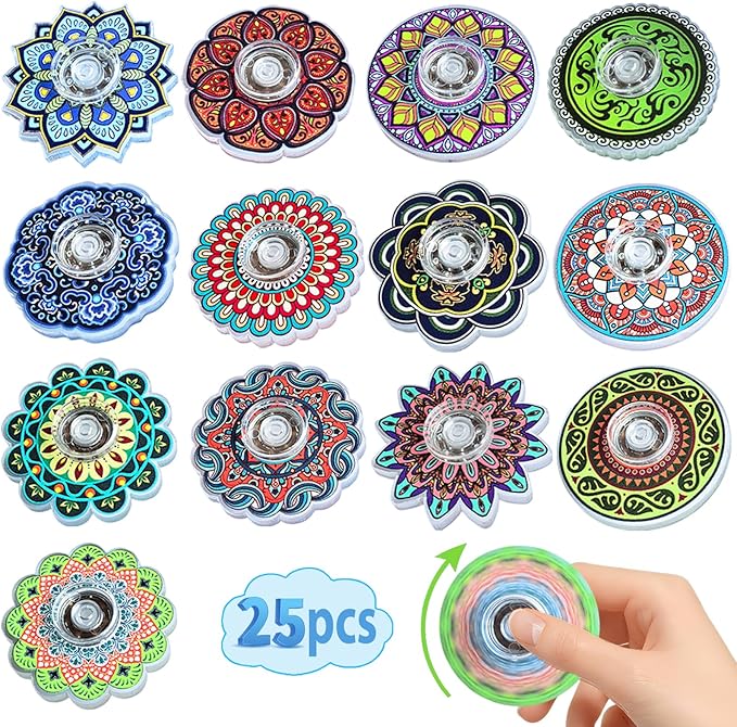 Funny Fidget Spinners Fidget Toys Bulk Mini 25pcs,Return Gifts Party Favors Supplies Goodie Bags Stuffers for Kids Adults, Sensory Toys for Boys Girls Stress Relief,Treasure Box Toy Classroom Prizes