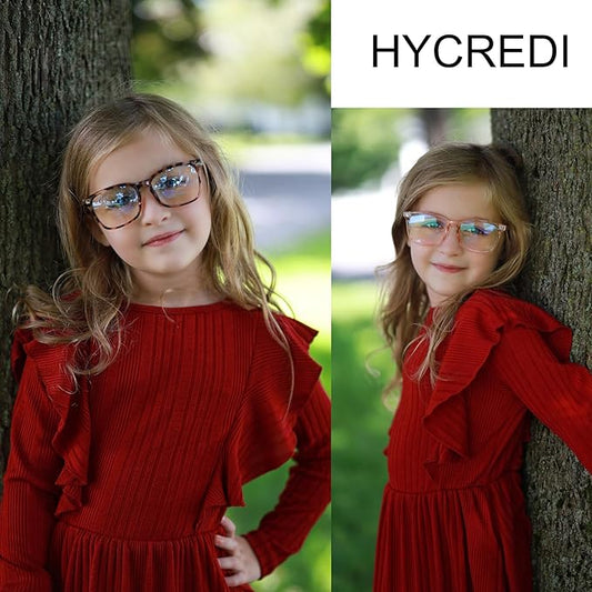 Hycredi Kids Blue Light Blocking Glasses,Anti Eyestrain & UV Protection, Computer Gaming TV Phone Glasses for Boys Girls
