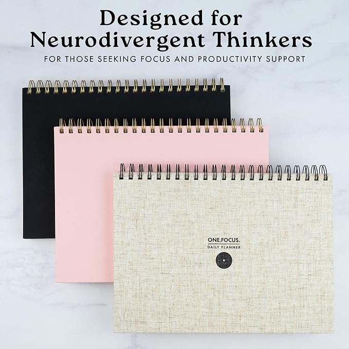 One Focus ADHD Notepad Planner: Undated Daily Desk Planner, Time Management, Focus, and Goal Setting – Mindfulness and Anxiety Relief for Neurodivergent Adults & Productivity Support, A4 size – Linen